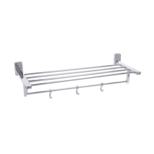 18-Inch SS304 Towel Rack with Stand | Chrome Finish Wall-Mounted Stainless Steel Holder - Compel Series
