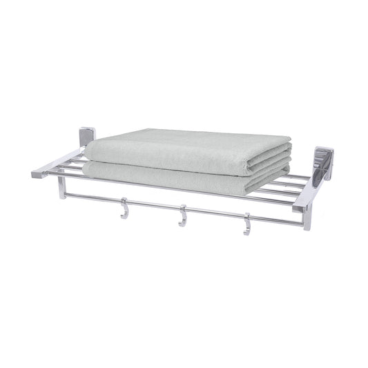 18-Inch SS304 Towel Rack with Stand | Chrome Finish Wall-Mounted Stainless Steel Holder - Compel Series