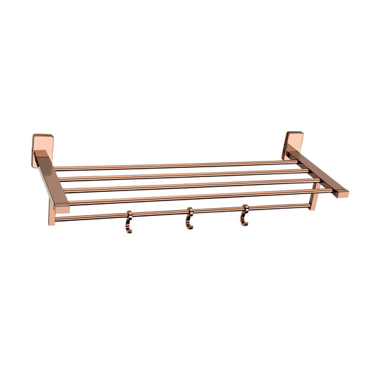 18-Inch SS304 Towel Rack with Stand | Rose Gold Finish Wall-Mounted Holder with PVD Coating - Compel Series