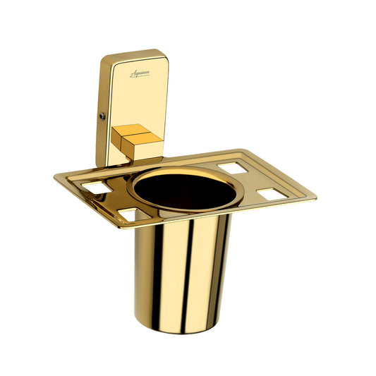 Wall-Mounted Tumbler Holder - SS304 Stainless Steel with Gold Finish and PVD Coating, Durable Toothbrush & Tumbler Holder | Compel Series
