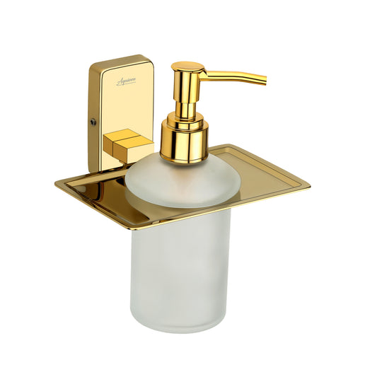 Liquid Soap Dispenser Gold Finish, SS304 Stainless Steel Made, Wall-Mounted for Bathroom & Kitchen Use - Compel Series
