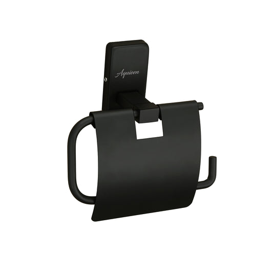 Toilet Paper Holder with Flap Matte Black Finish, SS304 Stainless Steel Made, Wall-Mounted for Bathroom Use - Compel Series