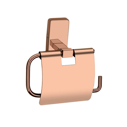Toilet Paper Holder with Flap Rose Gold Finish, SS304 Stainless Steel Made, Wall-Mounted for Bathroom Use - Compel Series