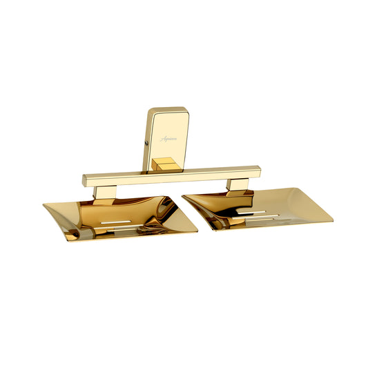 Dual Tray Wall-Mounted SS304 Soap Dish in Gold Finish with PVD Coating - Heavy-Duty, Stylish & Durable - Compel Series