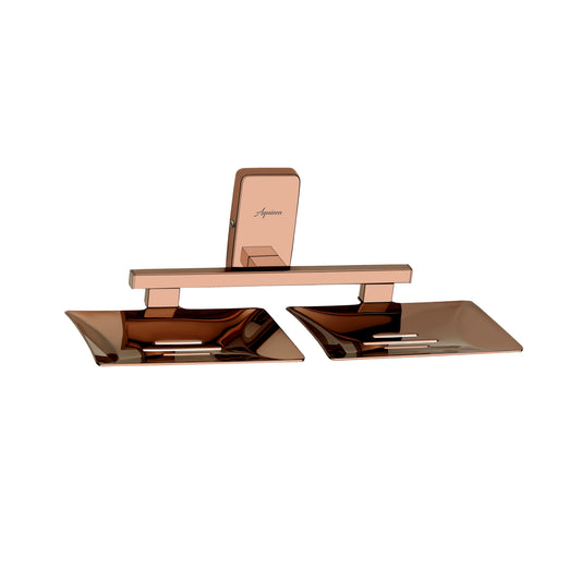 Dual Tray Wall-Mounted SS304 Soap Dish in Rose Gold Finish with PVD Coating - Heavy-Duty, Stylish & Durable - Compel Series