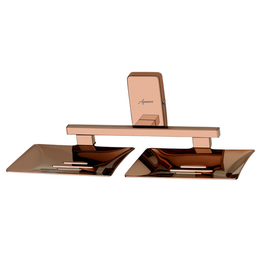 Dual Tray Wall-Mounted SS304 Soap Dish in Rose Gold Finish with PVD Coating - Heavy-Duty, Stylish & Durable - Compel Series
