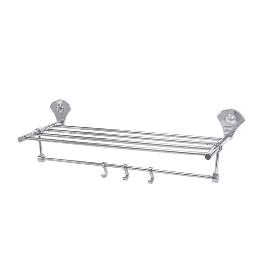 18-Inch SS304 Towel Rack with Stand | Chrome Finish Wall-Mounted Holder for Bathroom & Hotel - Fluid Series