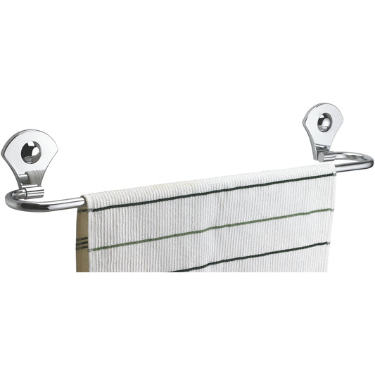 18-Inch SS304 Towel Rod | Chrome Finish Wall-Mounted Holder with Stand for Bathroom & Hotel - Fluid Series