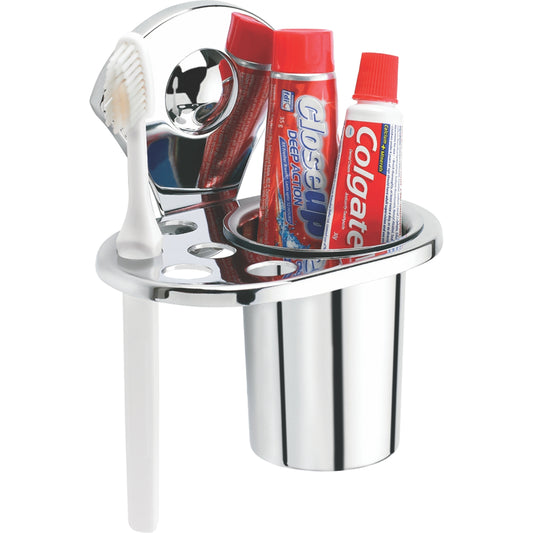 Wall-Mounted Tumbler Holder - SS304 Stainless Steel Construction in Chrome Finish, Elegant Bathroom Utility | Fluid Series