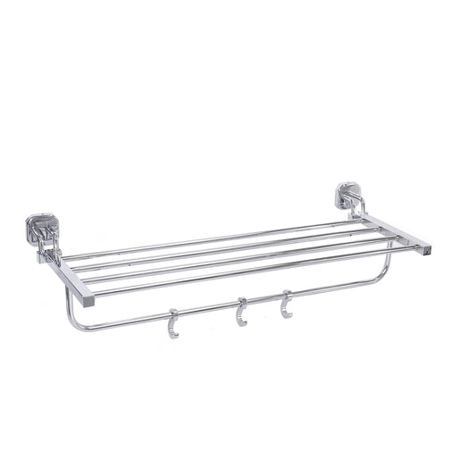 24-Inch SS304 Towel Rack with Stand | Chrome Finish Wall-Mounted Holder for Bathroom & Hotel - Emerald Series