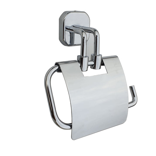 Toilet Paper Holder with Flap Chrome Finish, SS304 Stainless Steel Made, Wall-Mounted for Bathroom Use - Emerald Series