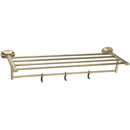 24-Inch SS304 Towel Rack with Stand | Antique Brass Finish Wall-Mounted Holder with PVD Coating - Cuff Series