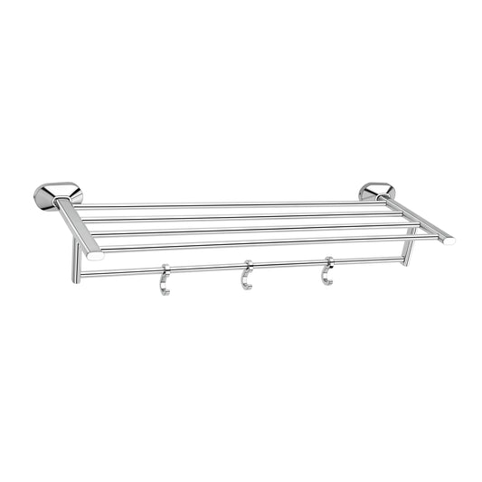 24-Inch SS304 Towel Rack with Stand | Chrome Finish Wall-Mounted Holder for Bathroom & Hotel - Cuff Series