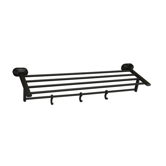 24-Inch SS304 Towel Rack with Stand | Matte Black Finish Wall-Mounted Holder for Bathroom & Hotel - Cuff Series