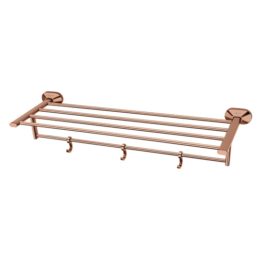 24-Inch SS304 Towel Rack with Stand | Rose Gold Finish Wall-Mounted Holder with PVD Coating - Cuff Series