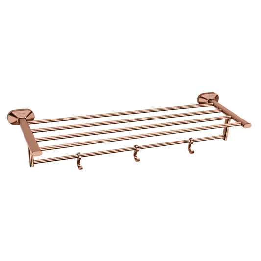 18-Inch SS304 Towel Rack with Stand | Rose Gold Finish Wall-Mounted Holder with PVD Coating - Cuff Series