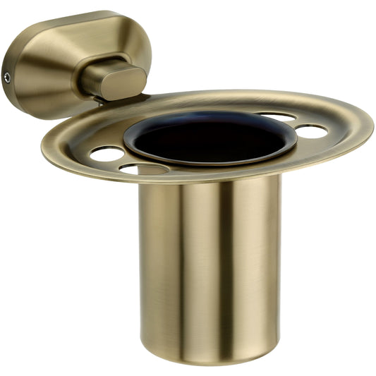 Wall-Mounted Tumbler Holder - SS304 Stainless Steel in Antique Brass Finish with Premium PVD Coating, Vintage-Style Bathroom Accessory | Cuff Series