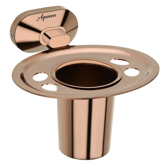 Wall-Mounted Tumbler Holder - SS304 Stainless Steel in Rose Gold Finish with PVD Coating, Premium Toothbrush Stand | Cuff Series