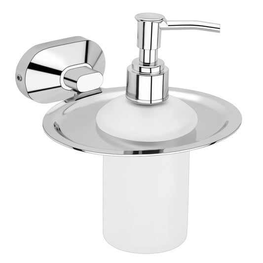 Liquid Soap Dispenser Chrome Finish, SS304 Stainless Steel Made, Wall-Mounted for Bathroom & Kitchen Use - Cuff Series