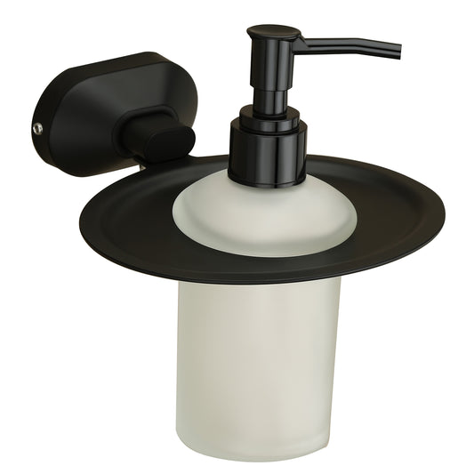 Liquid Soap Dispenser Matte Black Finish, SS304 Stainless Steel Made, Wall-Mounted for Bathroom & Kitchen Use - Cuff Series