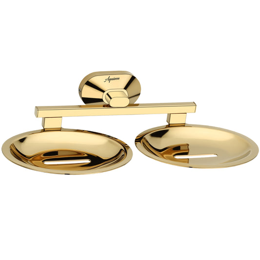 Dual Tray Wall-Mounted SS304 Soap Dish in Gold Finish with PVD Coating - Heavy-Duty, Stylish & Durable - Cuff Series