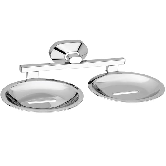 Dual Tray Wall-Mounted SS304 Soap Dish in Chrome Finish - Heavy-Duty, Stylish & Durable - Cuff Series
