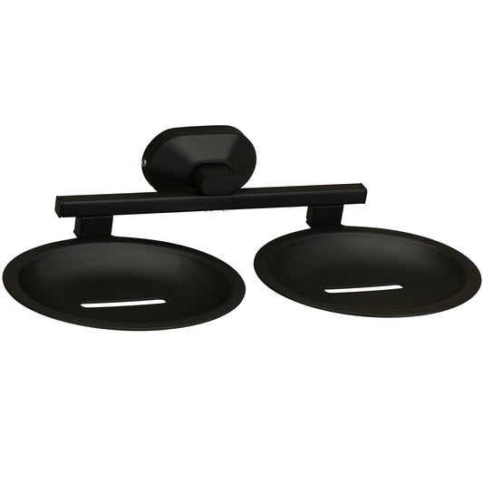 Dual Tray Wall-Mounted SS304 Soap Dish in Matte Black Finish - Heavy-Duty, Stylish & Durable - Cuff Series