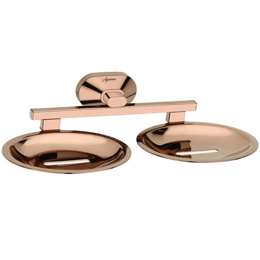 Dual Tray Wall-Mounted SS304 Soap Dish in Rose Gold Finish with PVD Coating - Heavy-Duty, Stylish & Durable - Cuff Series