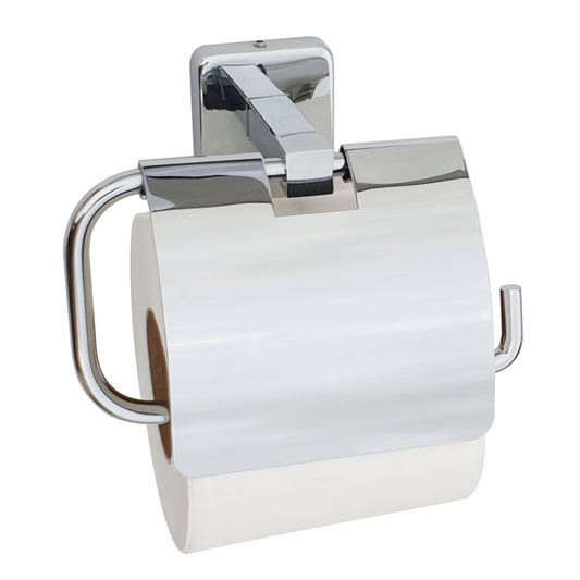 Toilet Paper Holder with Flap Chrome Finish, SS304 Stainless Steel Made, Wall-Mounted for Bathroom Use - Blanco Series