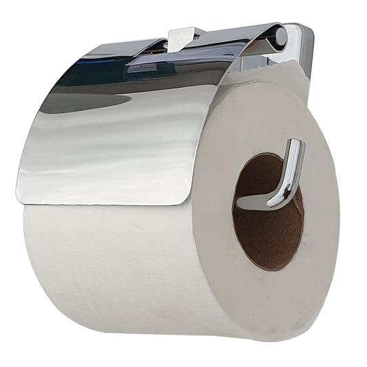 Toilet Paper Holder with Flap Chrome Finish, SS304 Stainless Steel Made, Wall-Mounted for Bathroom Use - Blanco Series