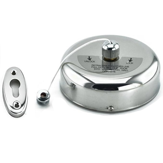 Round Stainless Steel Retractable Cloth Liner Hanger - Wall-Mounted Drying Rack with Installation Kit Chrome Finish