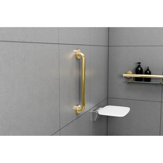 16-Inch Wall-Mounted Solid Grab Bar | Heavy-Duty SS304 Stainless Steel Body in Gold Finish & Electro Coating | Safety Support Handle for Bathrooms & Elderly Assistance