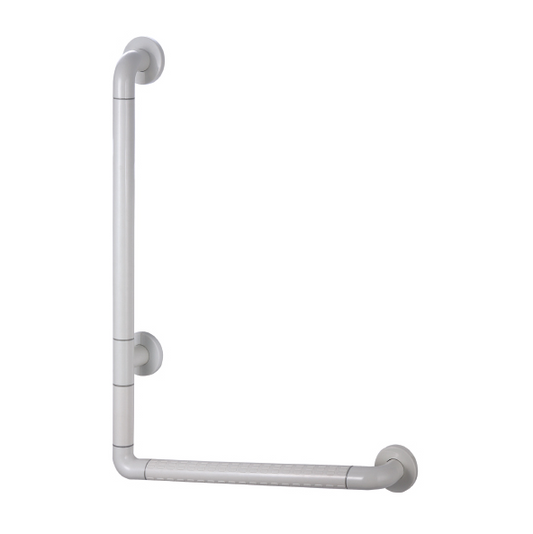 Wall-Mounted 90° L-Shape Solid Grab Bar | Heavy-Duty SS304 Stainless Steel Core with Anti-Slip & Anti-Bacterial ABS Cover | Safety Support Handle for Bathrooms & Elderly Assistance