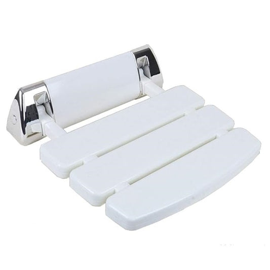 38x42 CM Foldable Shower Seat | ABS Bathroom Bench in White Finish | Wall-Mounted Durable Seating Solution for Elderly, Disabled & Compact Bathrooms