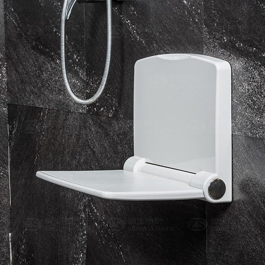 Wall-Mounted Foldable Shower Seat in White Finish | Durable ABS Bath Chair with Sturdy & Anti-Slip Design | Space-Saving Solution for Elderly, Disabled & Compact Bathrooms