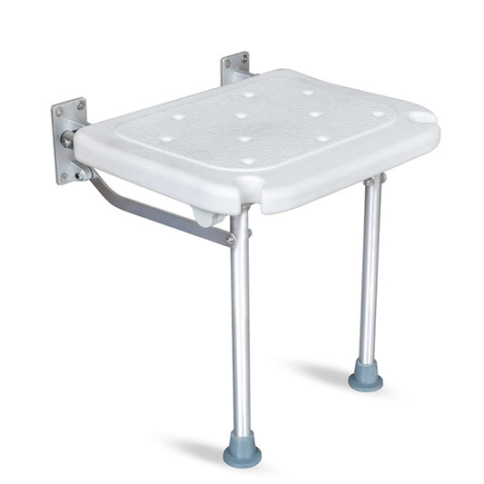 Wall-Mounted Foldable Shower Seat with Legs Support in White Finish | Heavy-Duty ABS Bath Chair with Space-Saving Design | Ideal for Elderly, Disabled & Compact Bathrooms
