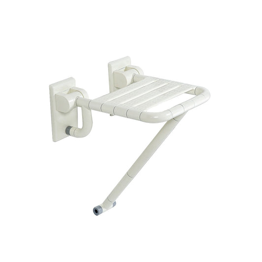 Wall-Mounted Foldable Shower Seat with Support in White Finish | Heavy-Duty ABS Bath Chair with Space-Saving Design | Ideal for Elderly, Disabled & Compact Bathrooms