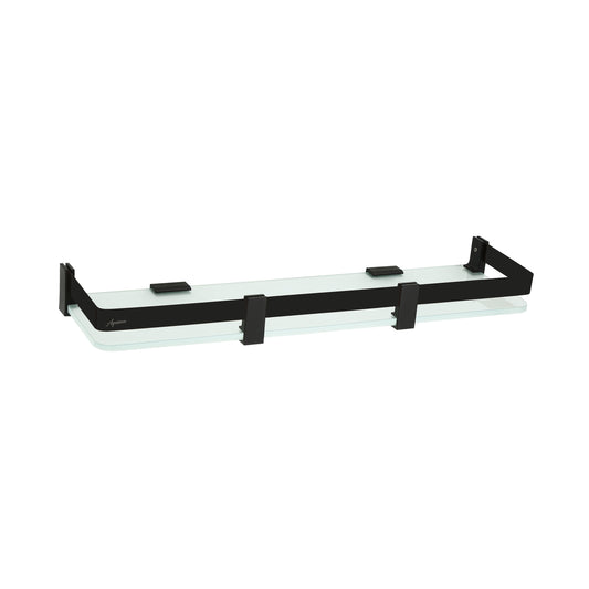 5x15-Inch Wall-Mounted Glass Shelf with Sturdy Aluminium Frame | Toughened Tempered Glass Rack in Matte Black Finish with Powder Coating | Space-Saving Bathroom, Kitchen & Living Room
