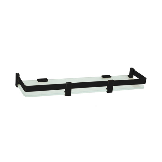 5x18-Inch Wall-Mounted Glass Shelf with Sturdy Aluminium Frame | Toughened Tempered Glass Rack in Matte Black Finish with Powder Coating | Space-Saving Bathroom, Kitchen & Living Room