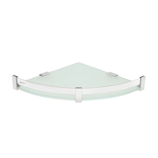 9-Inch Wall-Mounted Corner Glass Shelf with Sturdy Aluminium Frame | Toughened Tempered Glass Rack in Chrome Finish | Space-Saving Bathroom, Kitchen & Living Room Organizer