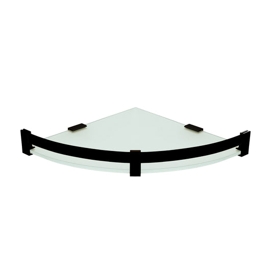 9-Inch Wall-Mounted Corner Glass Shelf with Sturdy Aluminium Frame | Toughened Tempered Glass Rack in Matte Black Finish with Powder Coating | Space-Saving Bathroom, Kitchen & Living Room