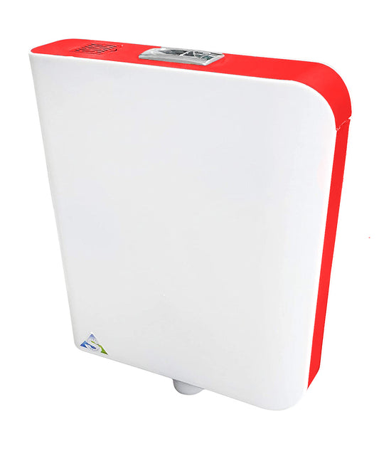 Wall-Mounted Dual Flush Cistern with Built-In Air Freshener Compartment | Sleek White & Red ABS Flush Tank | Water-Saving & Durable Modern Bathroom Cistern
