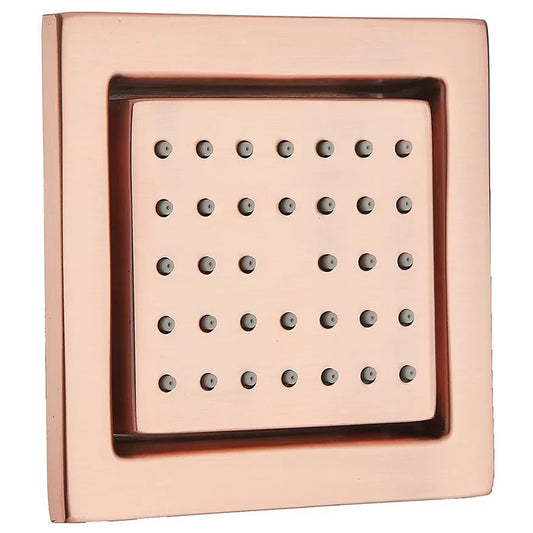 4x4-Inch Square Brass Body Jet Shower - Rose Gold Finish | Concealed Heavy-Duty Wall-Mounted Shower Jet
