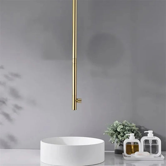Ceiling Mounted Basin Mixer Tap in Gold Finish | Heavy-Duty Brass Made | Hot & Cold Water Tap | Raso Series