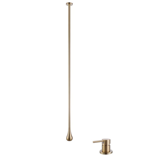 Ceiling Mounted Basin Mixer Tap in Brushed Gold Finish | Heavy-Duty Brass Made | Hot & Cold Water Tap | Drop Series