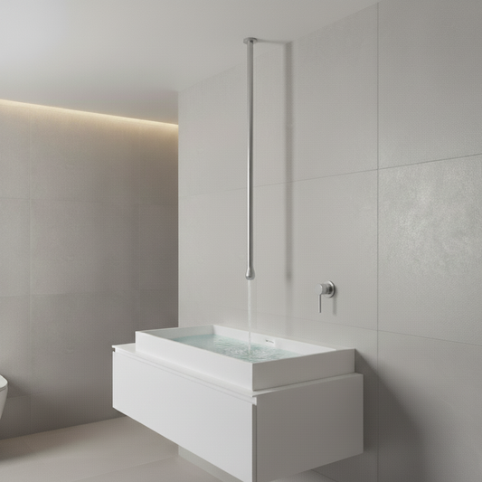 Hot & Cold Basin Mixer Tap in Chrome Finish with Electro Coating | Ceiling-Mounted Faucet Made of Brass | From Drop Series