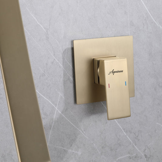 Wall Mounted Basin Mixer Tap in Brushed Gold Finish | Heavy-Duty Brass Made | Hot & Cold Water Tap | Amor Series
