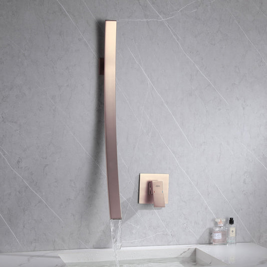 Wall Mounted Basin Mixer Tap in Brushed Rose Gold Finish | Heavy-Duty Brass Made | Hot & Cold Water Tap | Amor Series
