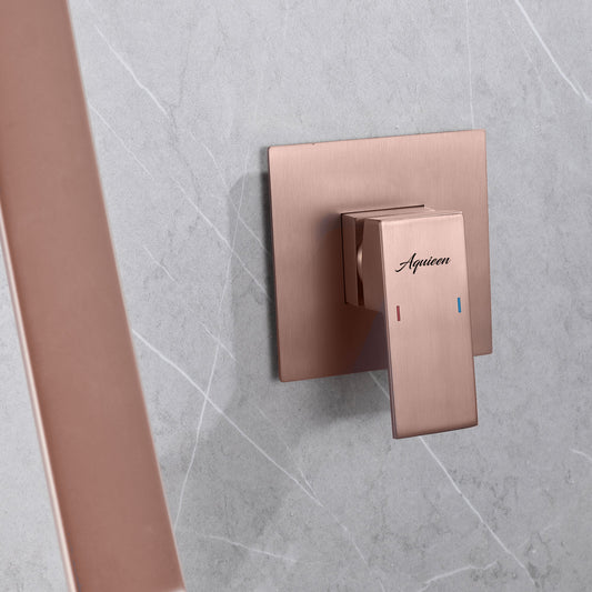 Wall Mounted Basin Mixer Tap in Brushed Rose Gold Finish | Heavy-Duty Brass Made | Hot & Cold Water Tap | Amor Series