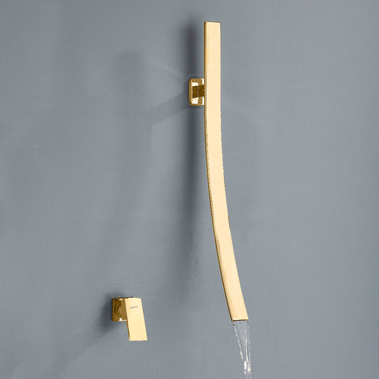 Wall Mounted Basin Mixer Tap in Gold Finish | Heavy-Duty Brass Made | Hot & Cold Water Tap | Amor Series